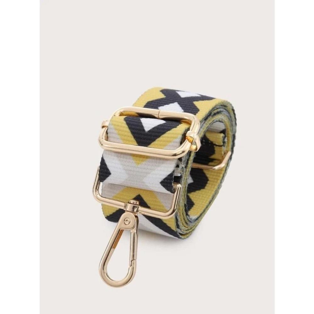 Geometric Pattern Adjustable Shoulder Strap In Yellow - Picture 4 of 10